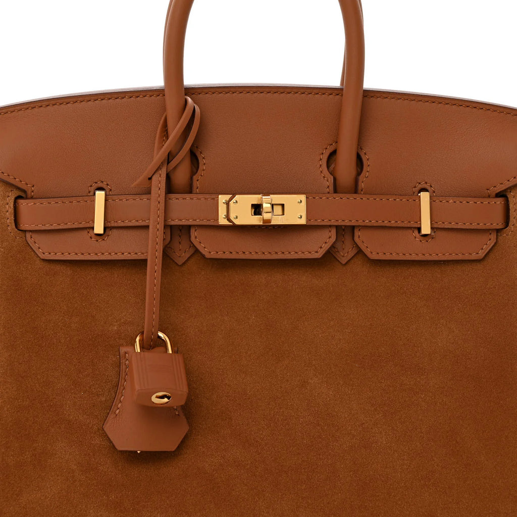 Veau Doblis Swift Grizzly Birkin 25 Gold