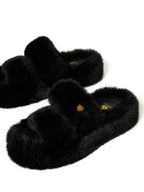 Twinset faux-fur slides in Black