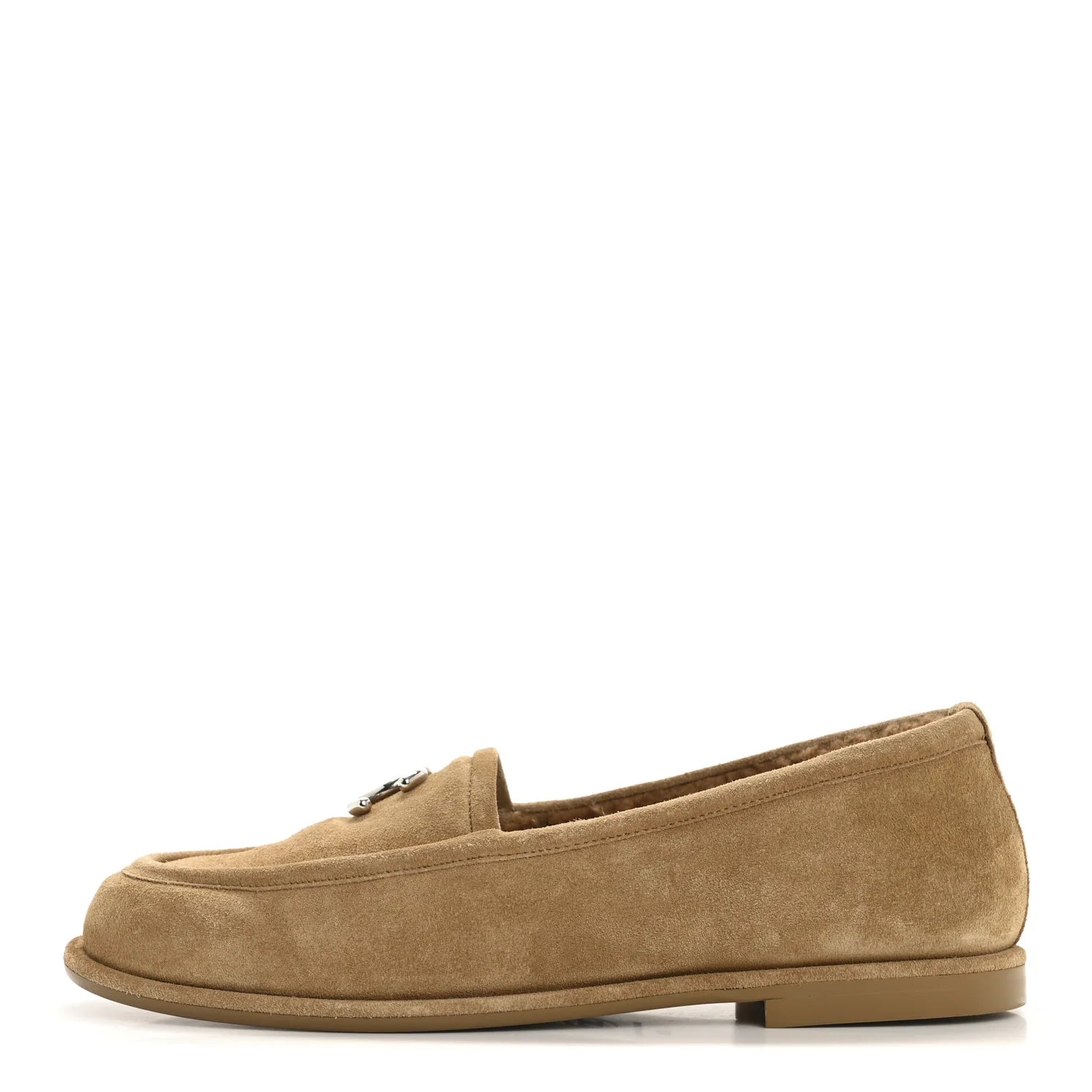 Suede Calfskin CC Loafers 38 Dark Beige