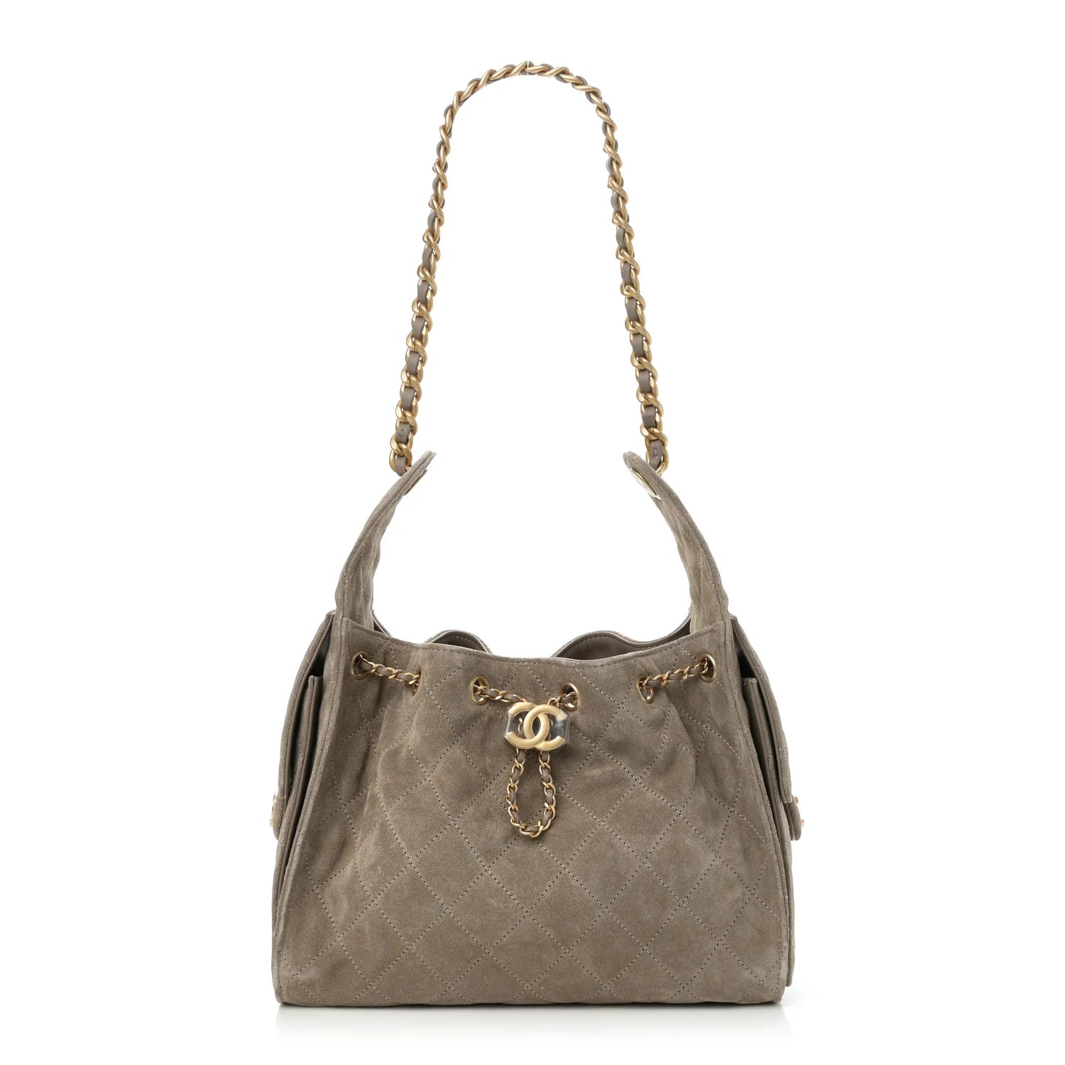 Suede Quilted Small Chanel 25 Handbag Dark Grey