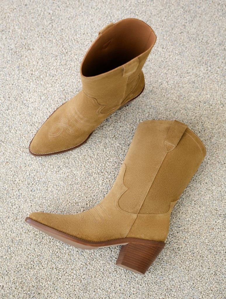 Faith Muscade - Santiag western cowboy boots in camel suede
