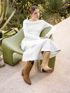 Faith Muscade - Santiag western cowboy boots in camel suede