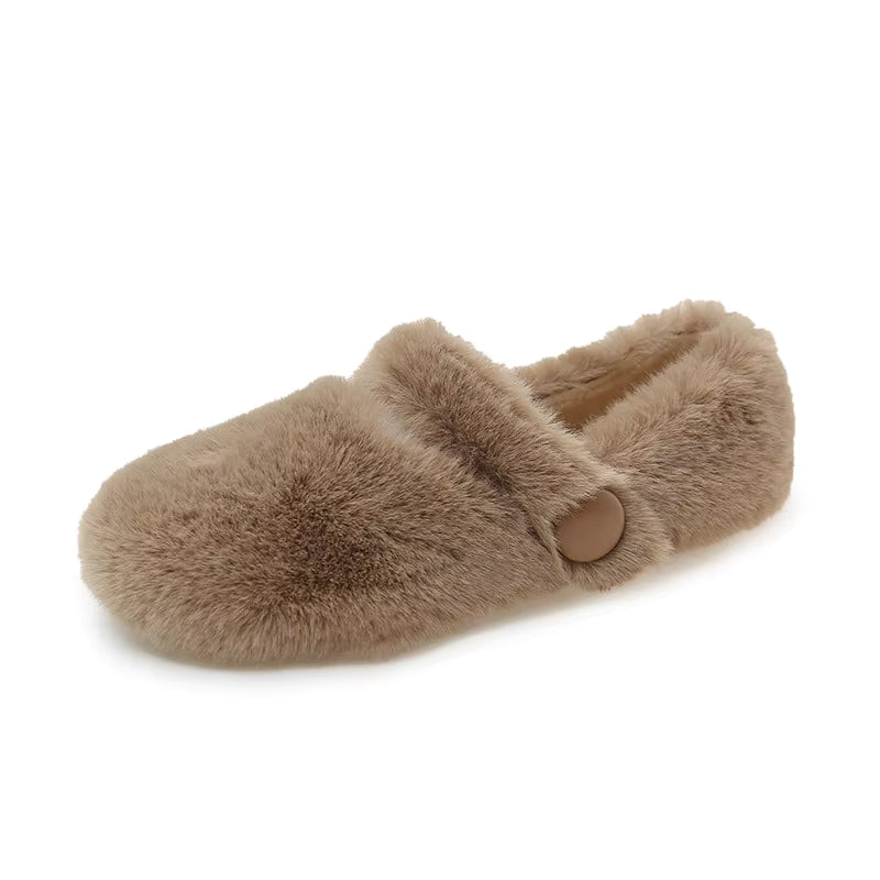 Twinset faux-fur slides in Beige