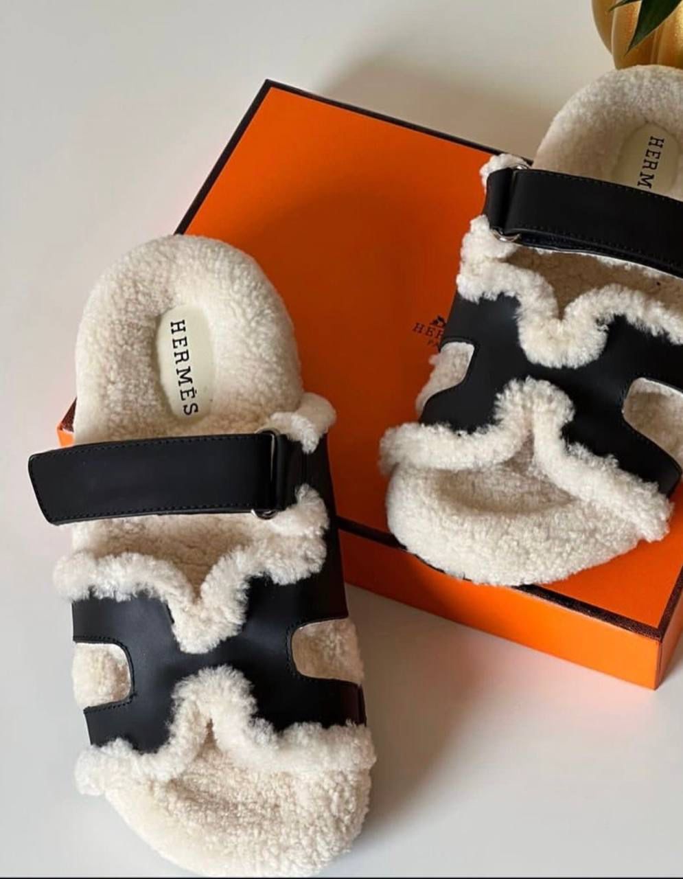 HERMES chypre shearling sandal