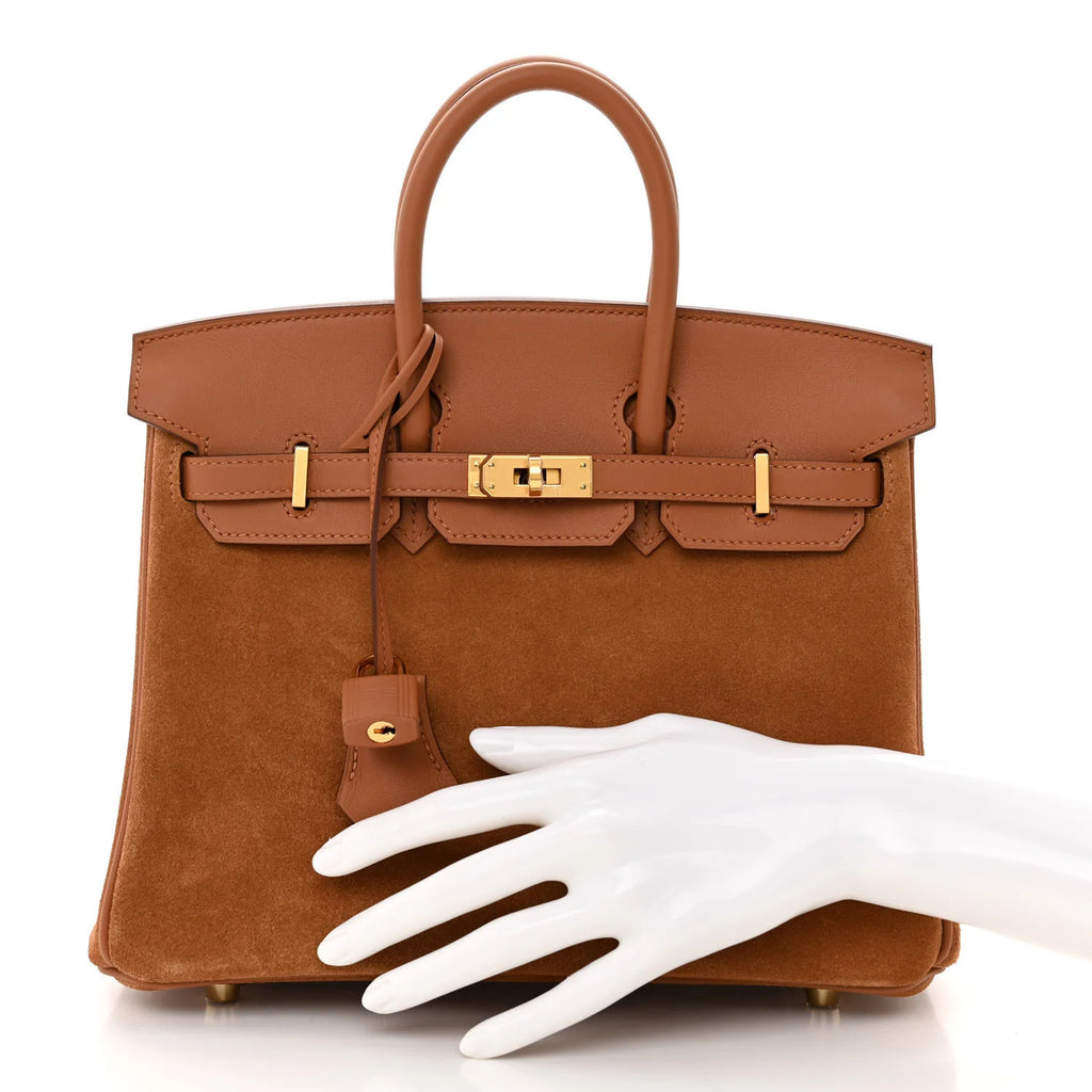 Veau Doblis Swift Grizzly Birkin 25 Gold