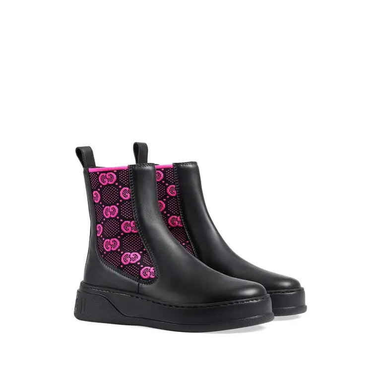 Gucci Leather & Jersey GG Booties