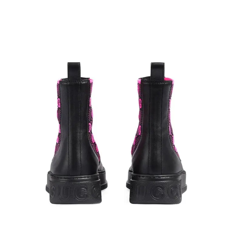 Gucci Leather & Jersey GG Booties