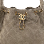 Suede Quilted Small Chanel 25 Handbag Dark Grey
