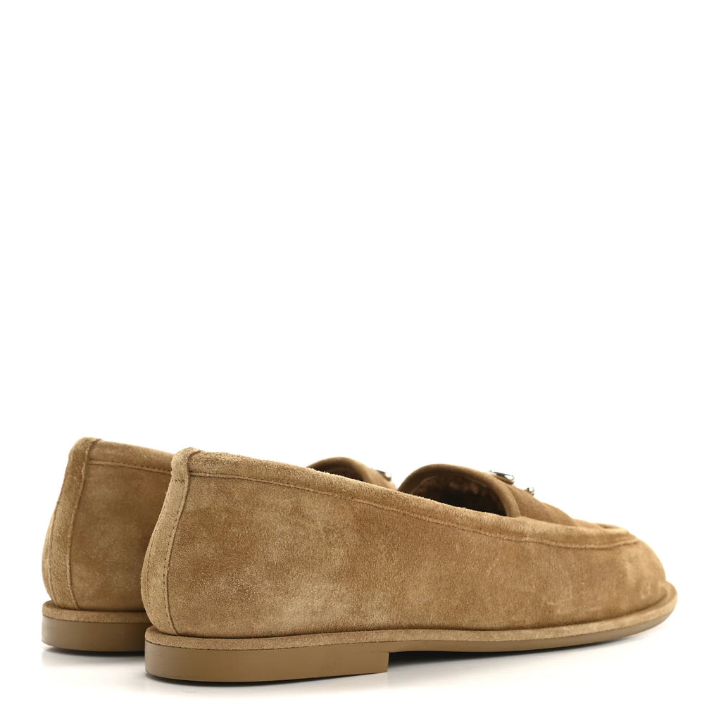 Suede Calfskin CC Loafers 38 Dark Beige