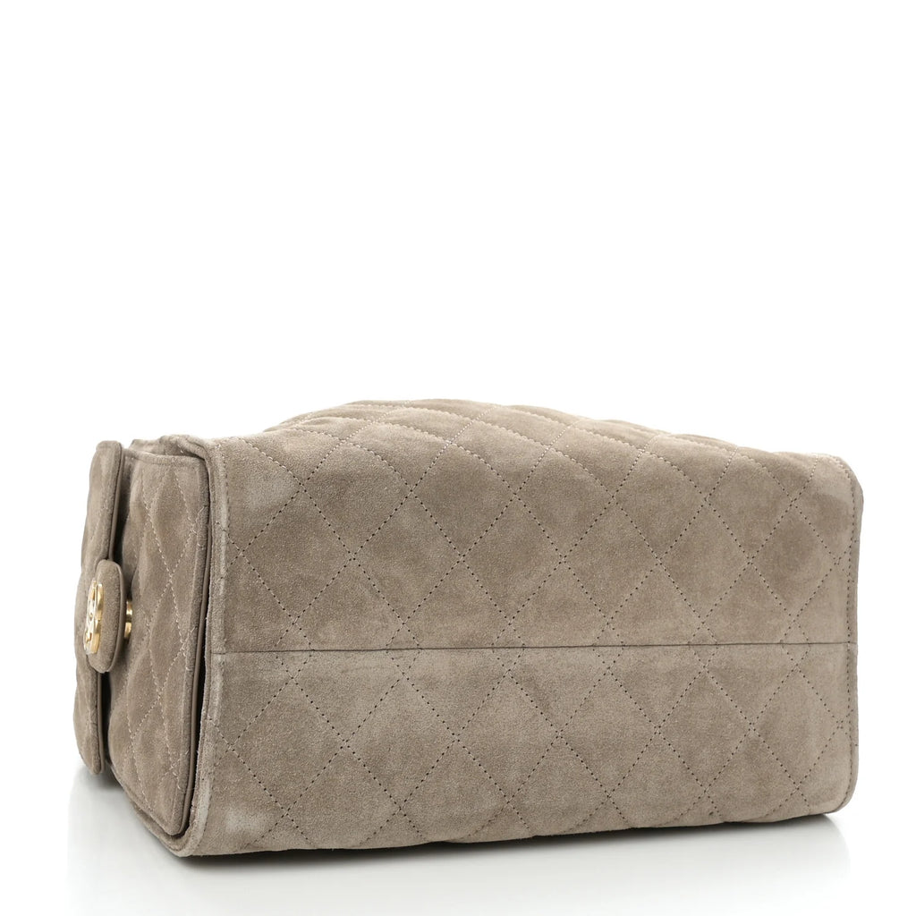Suede Quilted Small Chanel 25 Handbag Dark Grey