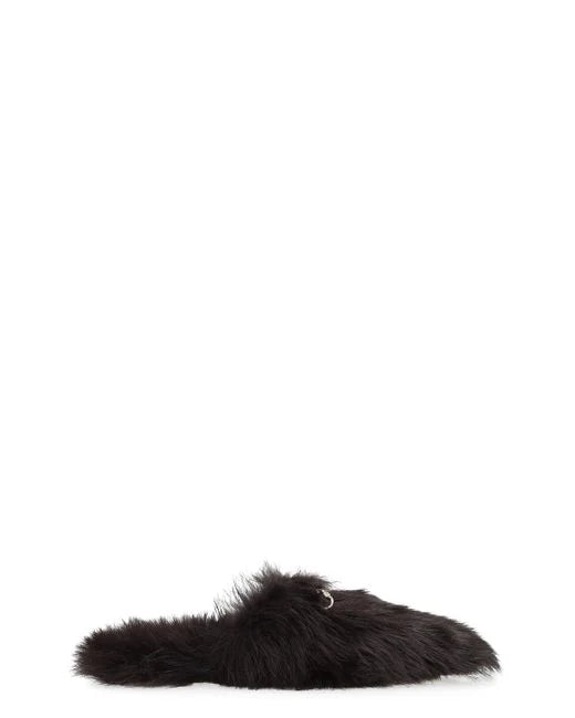 Horsebit Shearling Slippers Black