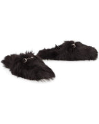 Horsebit Shearling Slippers Black