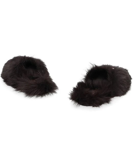 Horsebit Shearling Slippers Black