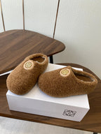 Loewe Birkenstock slippers brown wool