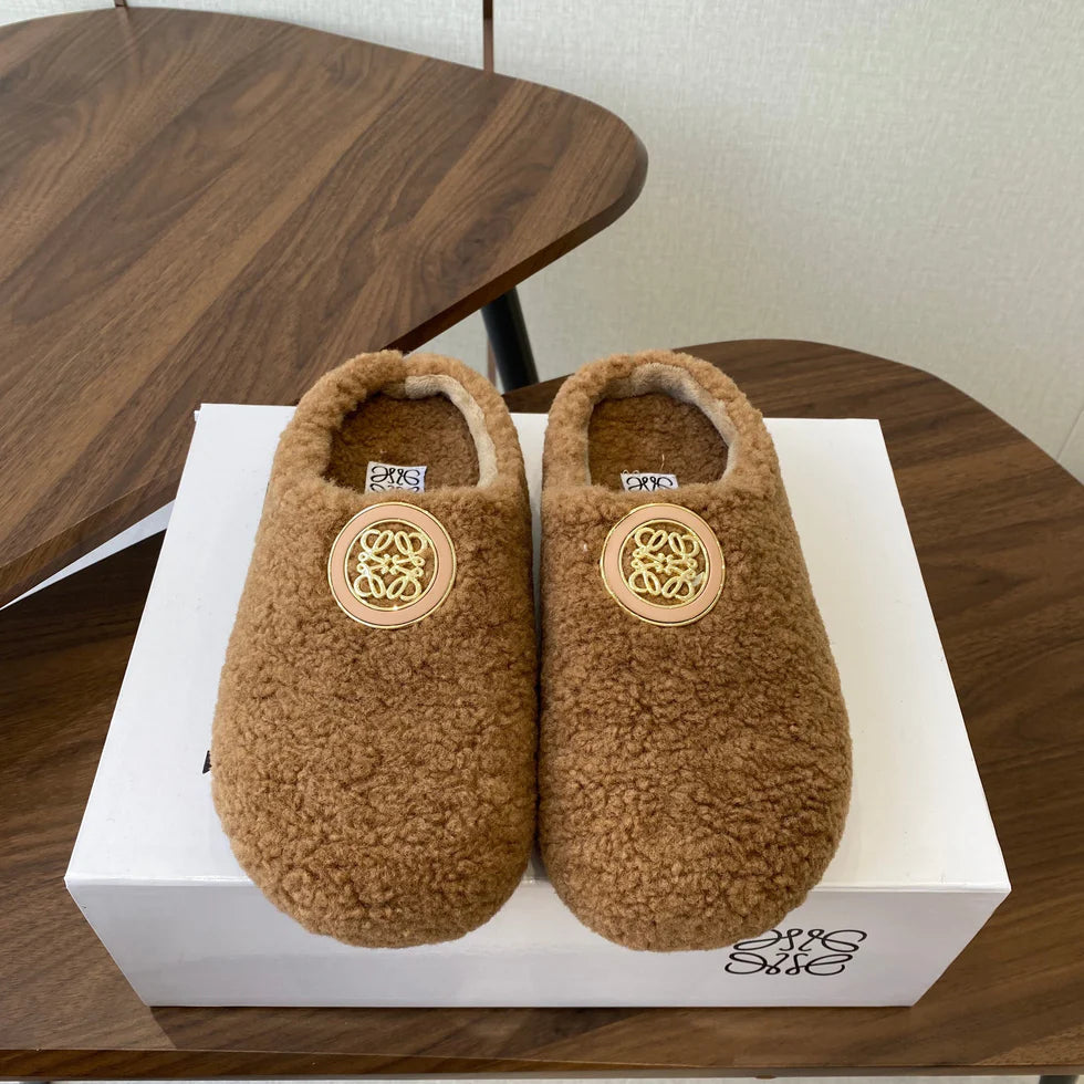 Loewe Birkenstock slippers brown wool