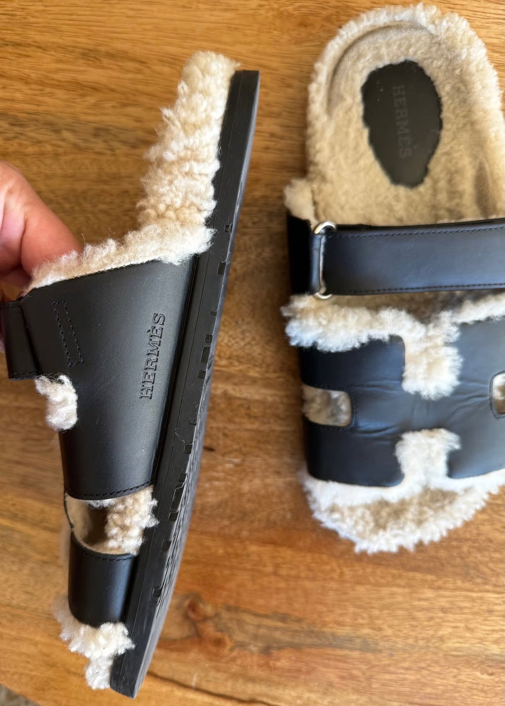 HERMES chypre shearling sandal