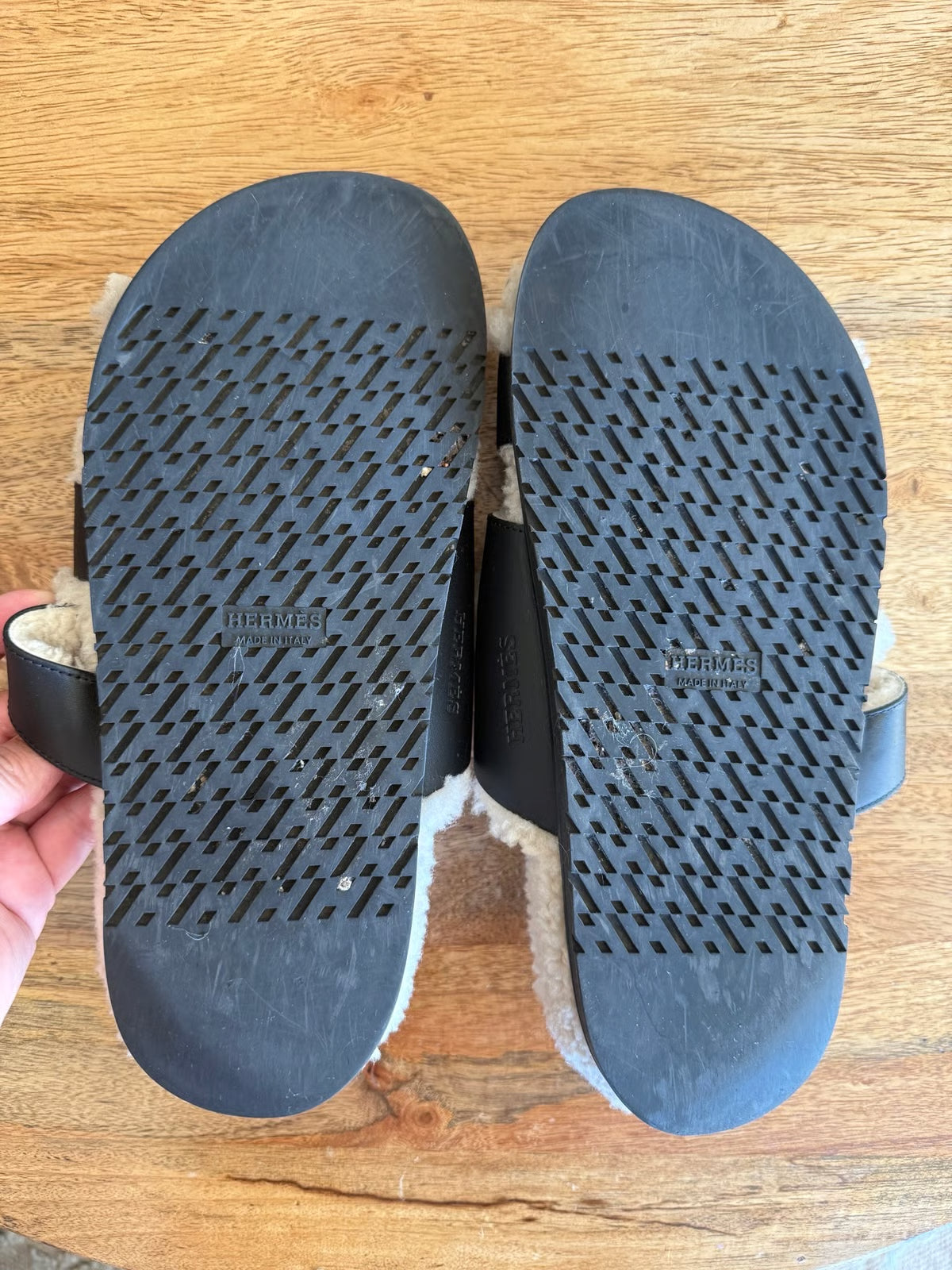 HERMES chypre shearling sandal